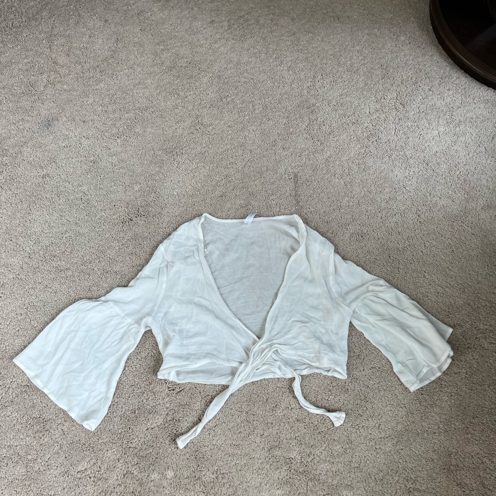 Elegant White Women's Wrap Blouse